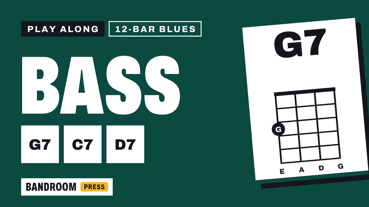 Bass Play Along | G7 C7 D7 | 12 Bar Blues in G | 5 Bass Lines with TAB