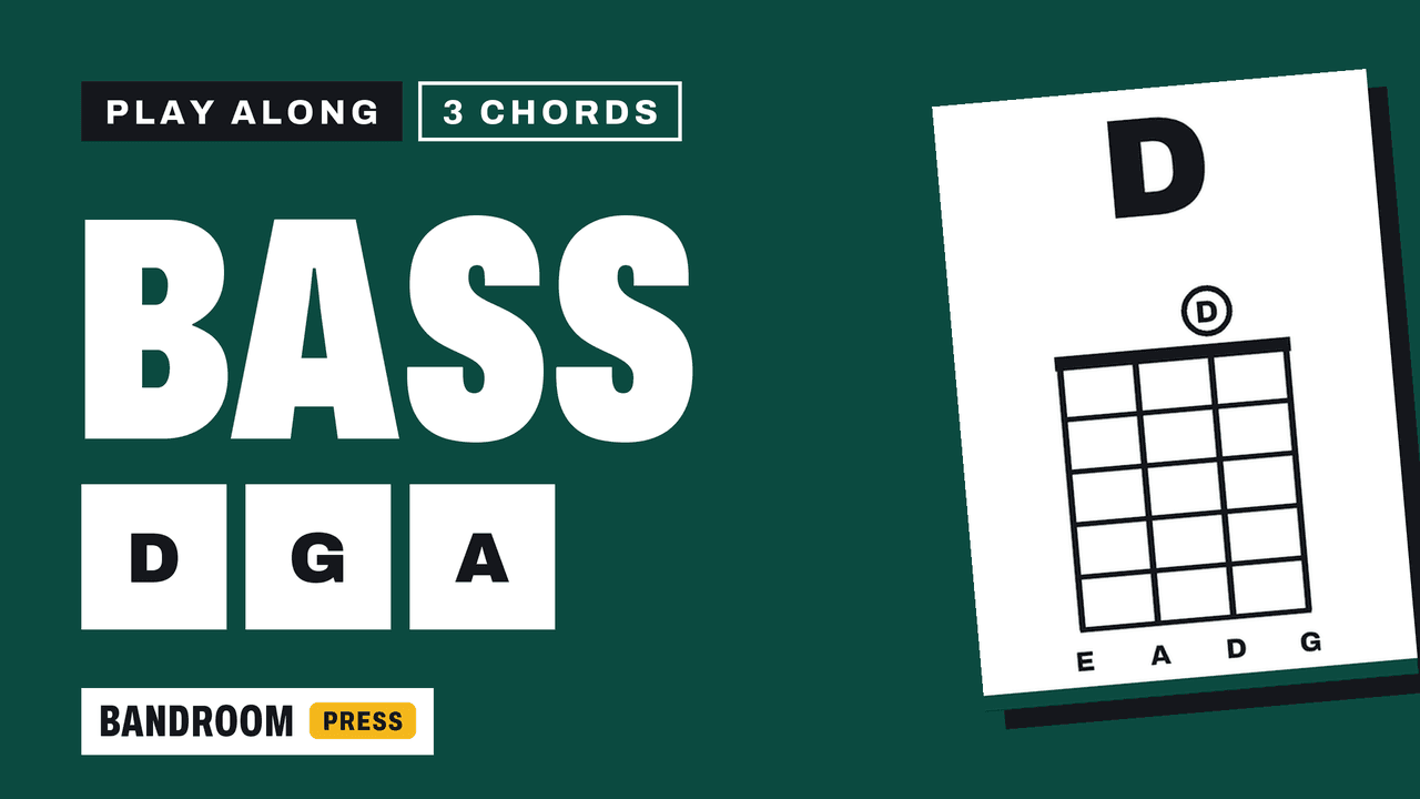 Bass Play Along | D G A | 3 Chord Song in D | 5 Bass Lines with TAB