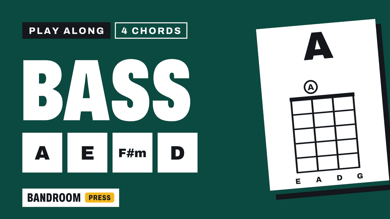 Bass Play Along | A E F#m D | 4 Chord Song in A | 5 Bass Lines with TAB