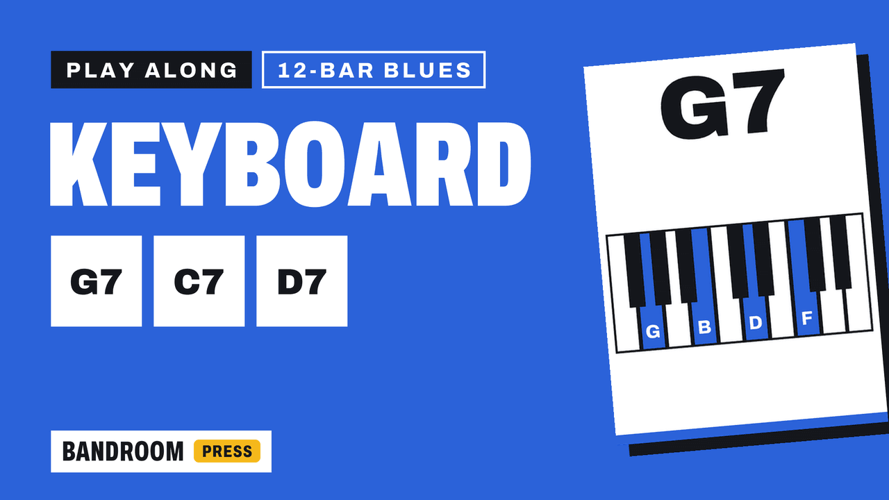 Keyboard / Piano Play Along | G7 C7 D7 | 12 Bar Blues in G | 5 Rhythm Patterns